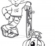 Coloriage Petit enfant Skateur