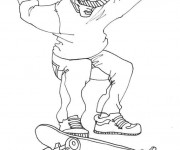 Coloriage Skateboard au crayon pour enfant