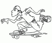 Coloriage Skateboard sport des jeunes