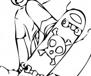 Coloriage Skateboard vectoriel couleur