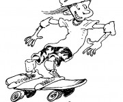Coloriage Skateur bien amus&eacute;