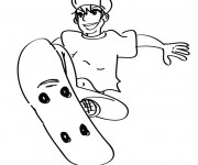 Coloriage Skateur dans l'air