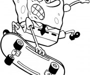 Coloriage Spongebob joue au skate