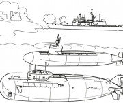 Coloriage Bateau et Sous marins militaires