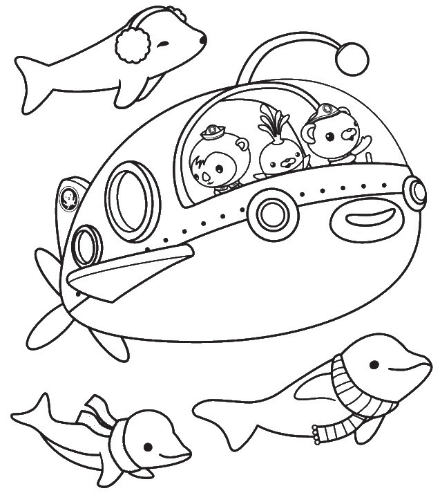 Coloriage et dessins gratuits Les Octonauts dans leur sous marin à imprimer