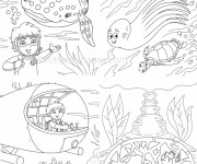 Coloriage et dessins gratuit Petit explorateur des Fonds Marins à imprimer