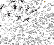 Coloriage et dessins gratuit Sous Marin sous la mer à imprimer