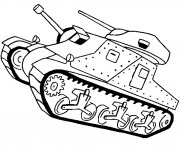 Coloriage Tank bataille en noir et blanc
