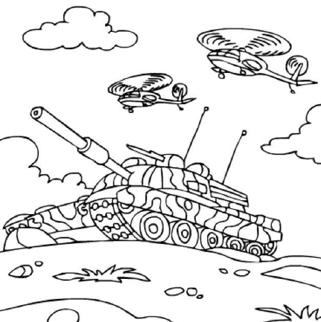 Coloriage et dessins gratuits Tank en bataille à imprimer