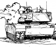 Coloriage Tank lance la bombe