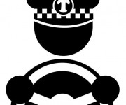 Coloriage Chauffeur de Taxi portant un chapeau