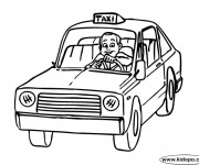 Coloriage Le chauffeur et Taxi