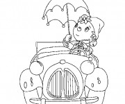 Coloriage pinocchio conduit sa voiture