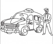 Coloriage Un Chauffeur de Taxi souriant