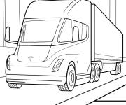Coloriage Camion semi-remorque Tesla