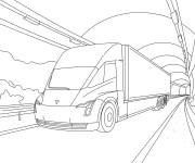 Coloriage Camion Tesla en route