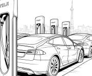 Coloriage Centre de recharge Tesla