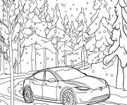 Coloriage Conduite hivernale d'une Tesla