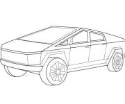 Coloriage et dessins gratuit CyberTruck &eacute;lectrique de Tesla à imprimer