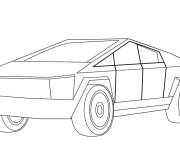 Coloriage et dessins gratuit Cybertruck Voiture &eacute;lectrique à imprimer
