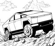 Coloriage Cybertruck voiture robuste