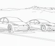 Coloriage Deux voitures Tesla, mod&egrave;le X et Y