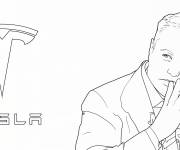 Coloriage Logo Tesla et Elon Musk