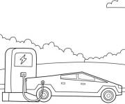 Coloriage et dessins gratuit Recharge de la Tesla style dessin anim&eacute; à imprimer