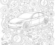 Coloriage Tesla &agrave; motif