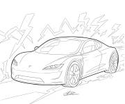 Coloriage Tesla avec un engin puissant