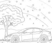 Coloriage Tesla dans une nuit &eacute;toil&eacute;e