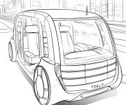 Coloriage Tesla en conduite autonome