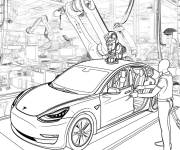 Coloriage Tesla Model 3 assembl&eacute;e en usine