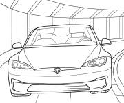 Coloriage Tesla Model S pilot&eacute;e sur la piste