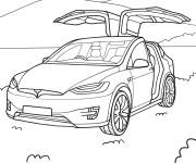 Coloriage Tesla Model X portes ouvertes
