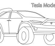 Coloriage Tesla Mod&egrave;le X  dessin&eacute; &agrave; la main