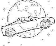 Coloriage Tesla Roadster dans l'espace
