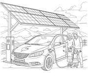 Coloriage V&eacute;hicule &eacute;lectrique en recharge