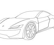 Coloriage et dessins gratuit Voiture &eacute;lectrique Tesla Roadster à imprimer