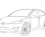 Coloriage et dessins gratuit Voiture &eacute;lectrique Tesla X à imprimer