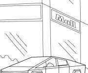 Coloriage et dessins gratuit Voiture Tesla dans un centre commercial à imprimer
