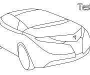 Coloriage et dessins gratuit Voiture Tesla pour maternelle à imprimer