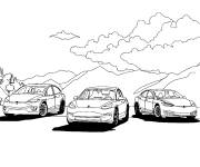 Coloriage Voitures Tesla align&eacute;es