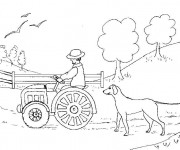 Coloriage Le petit Tracteur dans la nature