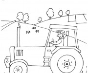 Coloriage Tracteur dans la vaste campagne