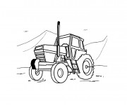 Coloriage Tracteur dans le champs