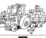 Coloriage Tracteur et animaux de ferme