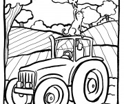 Coloriage Tracteur et La Campagne