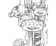 Coloriage Tracteur laboure la terre