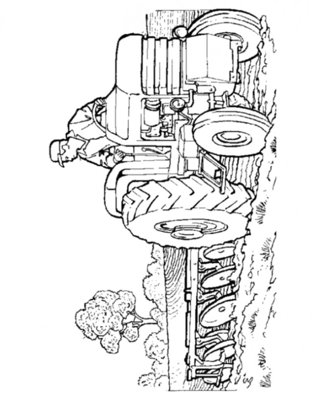 Coloriage Tracteur laboure la terre dessin gratuit à imprimer